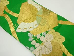 アンティーク　立涌に桐・蝶模様織り出し袋帯（材料）